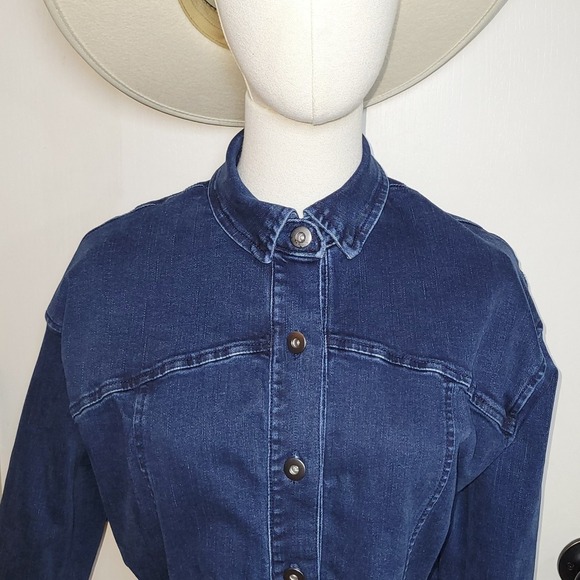 Free People Amber Button-Up Denim Mini Dress Size 2 Western Utility Chic - Picture 3 of 12